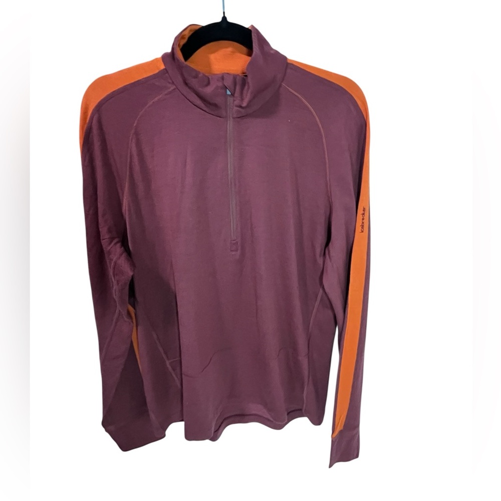 Icebreaker 200 Merino Wool Maroon Quarter Zip Outdoor Base Layer Size XL
